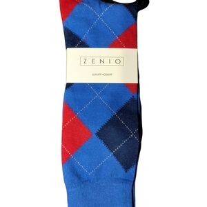 Men's Argyle Dress Socks - Red and Blue